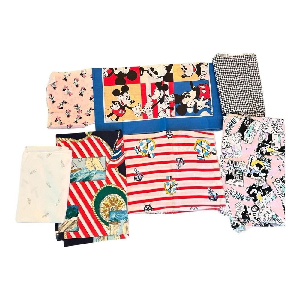 Vintage Novelty Fabric Lot Mickey Mouse Comic Strip Destash Craft Sewing 2.1 lbs